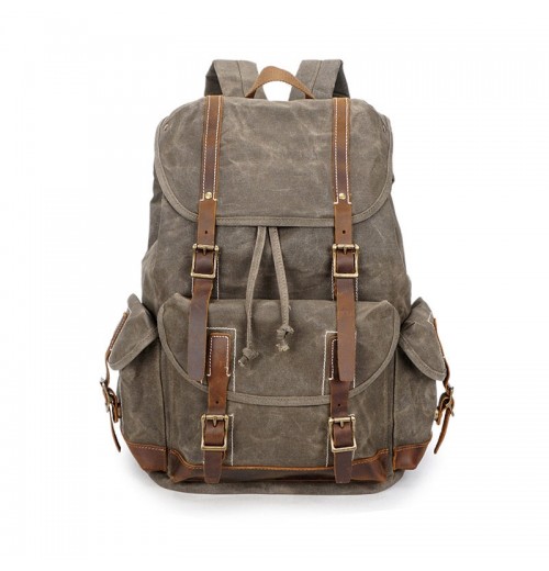 Canvas Leather Rucksack 15.6 Backpack Canvas Leather Rucksack 15.6 Backpack